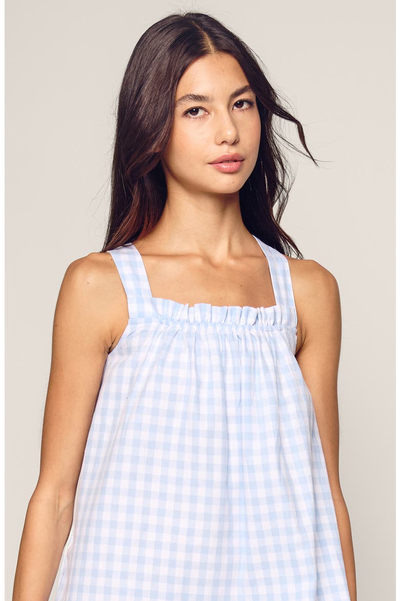 Annabelle Gingham Brushed Cotton Twill Nightgown, Alternate, color, BLUE