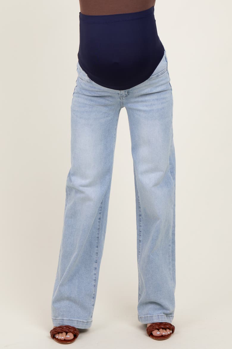 Washed Wide Leg Maternity Jeans, Alternate, color, Light Blue