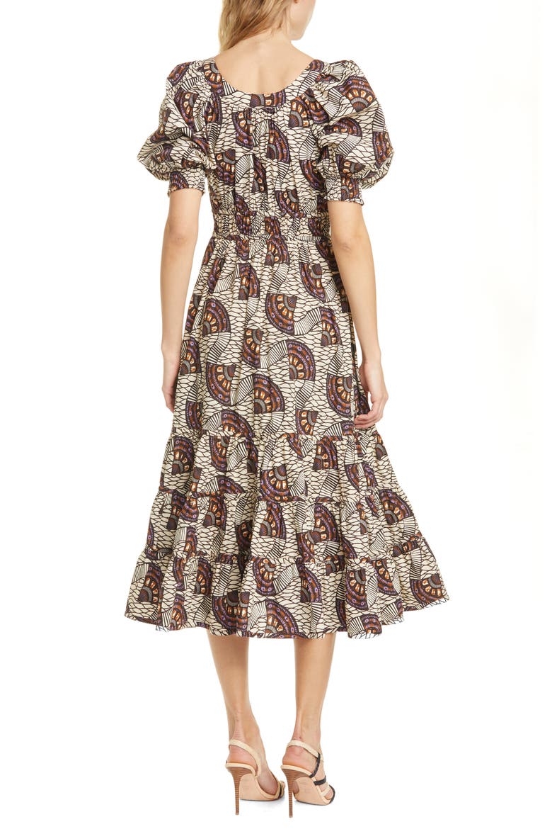 Juniper Puff Sleeve Midi Dress, Alternate, color, CREAM