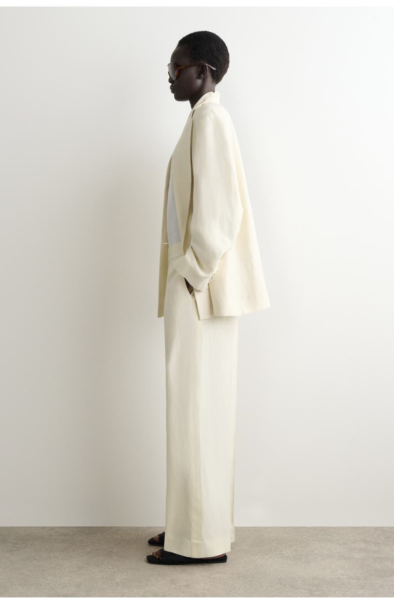 COS Tailored Linen-Blend Straight-Leg Pants, Alternate, color, Ecru