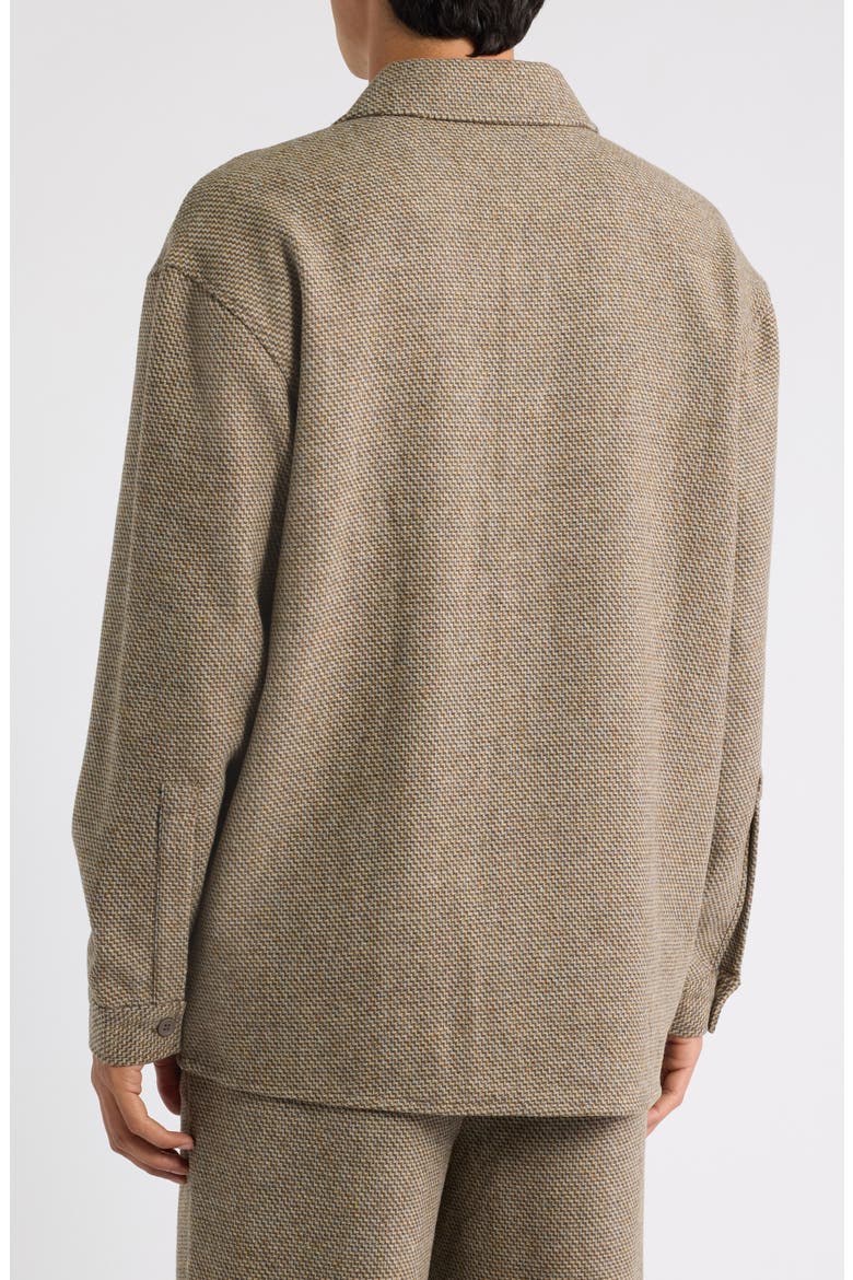 Chevron Print Wool-Blend Button-Up Shirt, Alternate, color, BRONZE BROWN