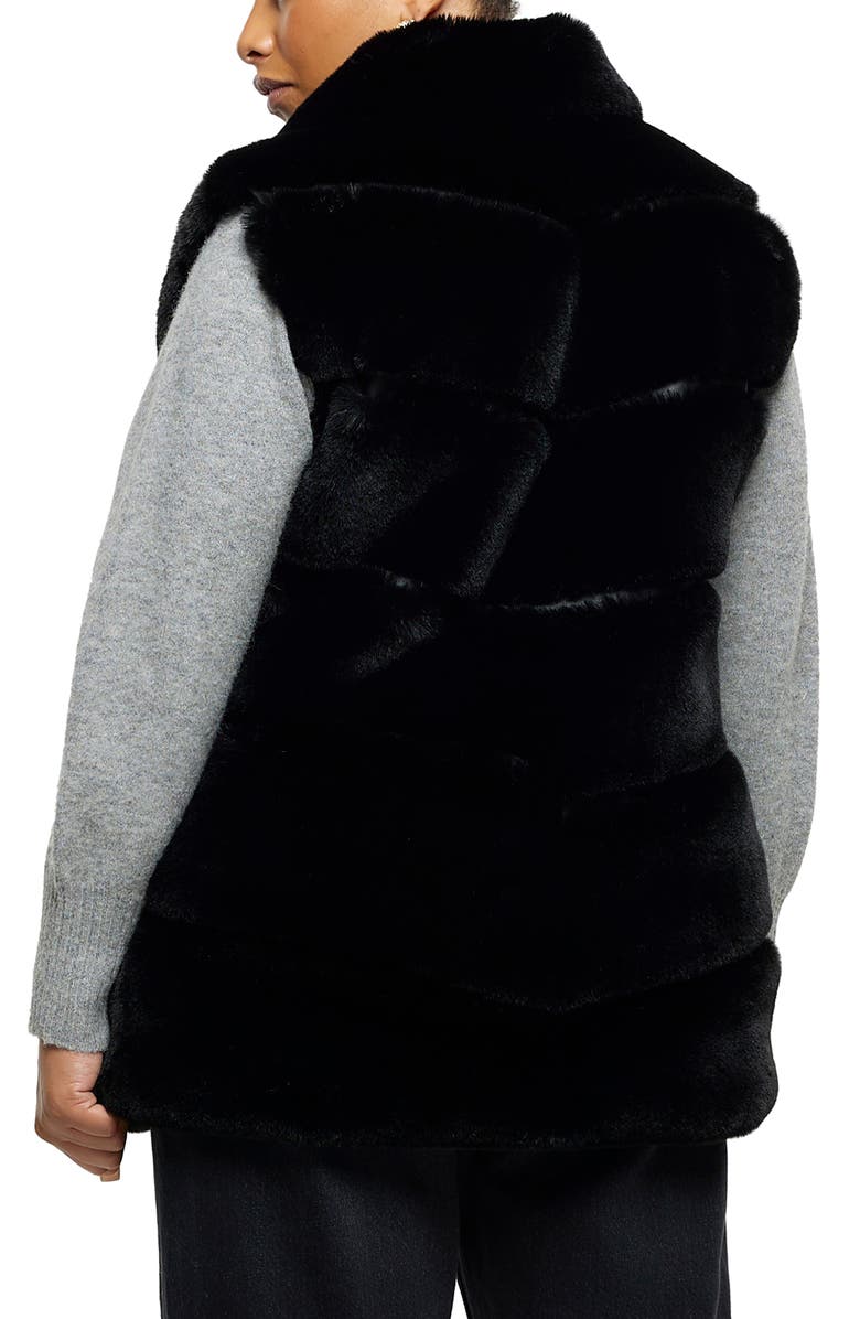 River Island Faux Fur & Faux Leather Moto Gilet, Alternate, color, 