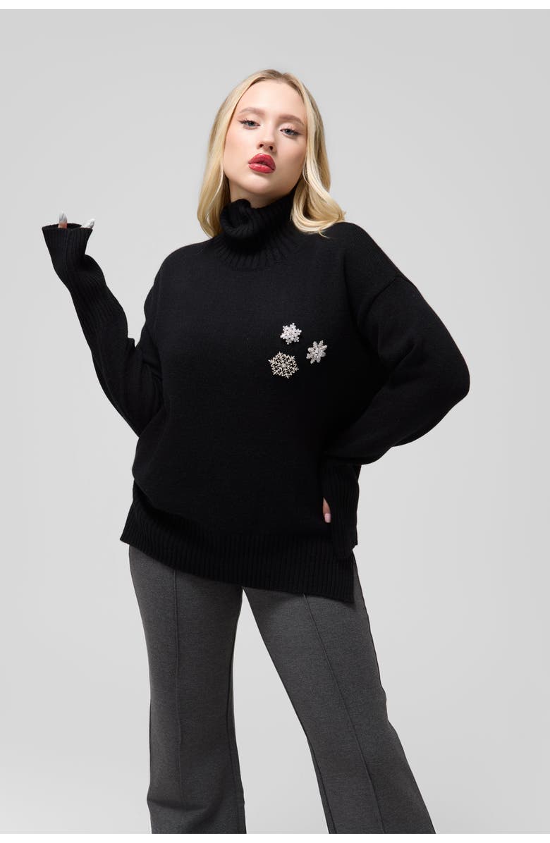 Le Fafo Turtle Neck Cashmere Sweater, Main, color, Black