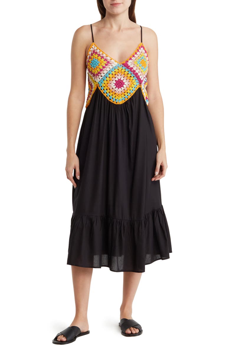BOHO ME Granny Square Crochet Midi Dress, Main, color,