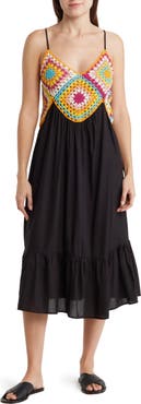 BOHO ME Granny Square Crochet Midi Dress