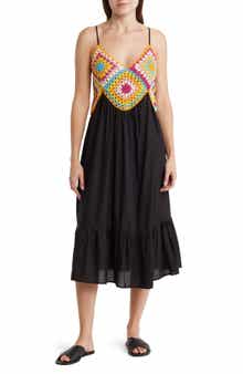 BOHO ME Granny Square Crochet Midi Dress
