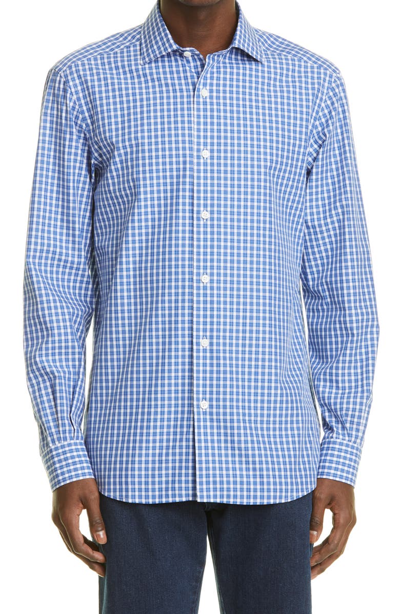 ZEGNA Centoquaranta Twill Button-Up Shirt, Main, color, 