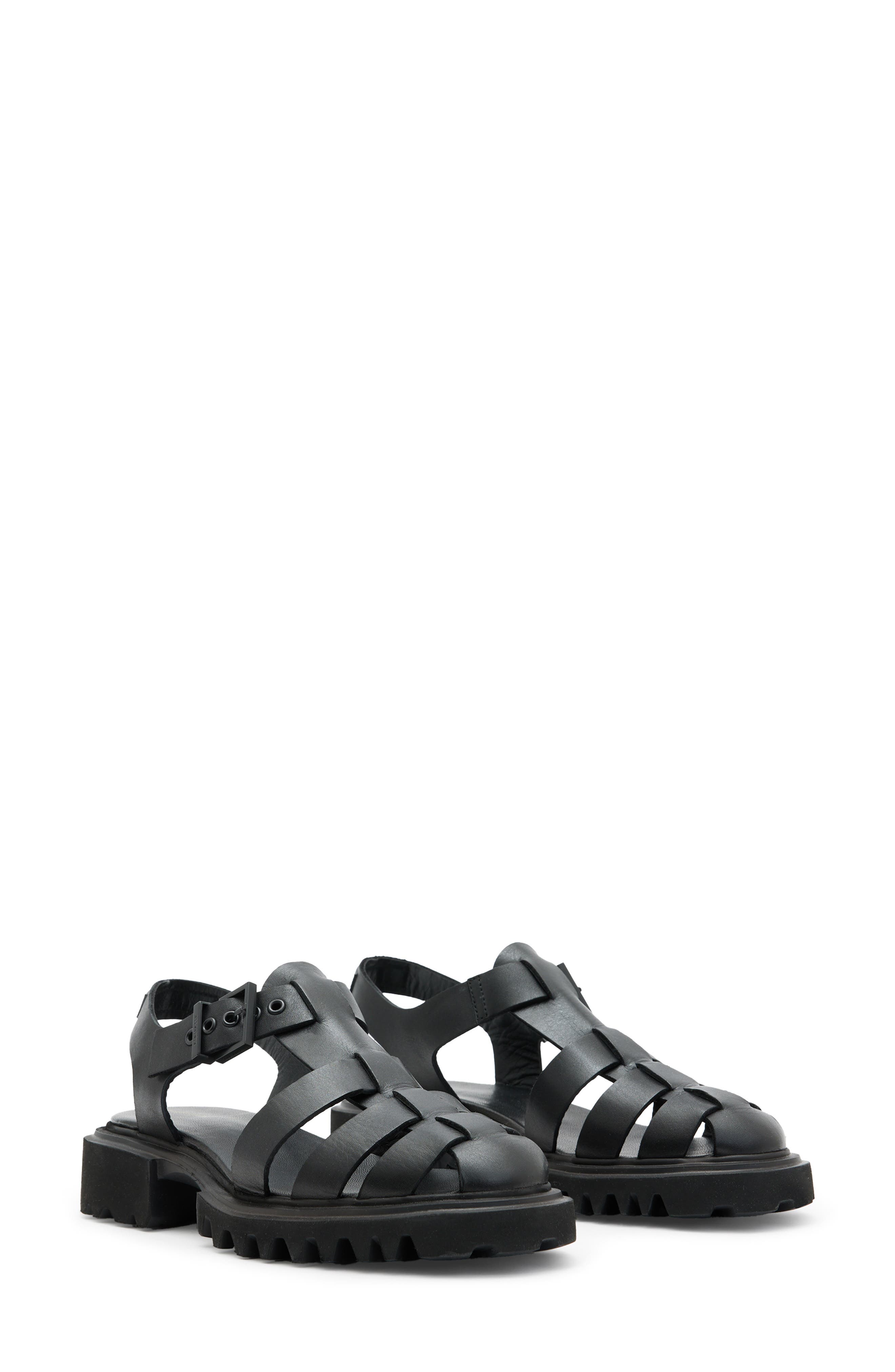 Nessa Fisherman Sandal, Main, color, BLACK