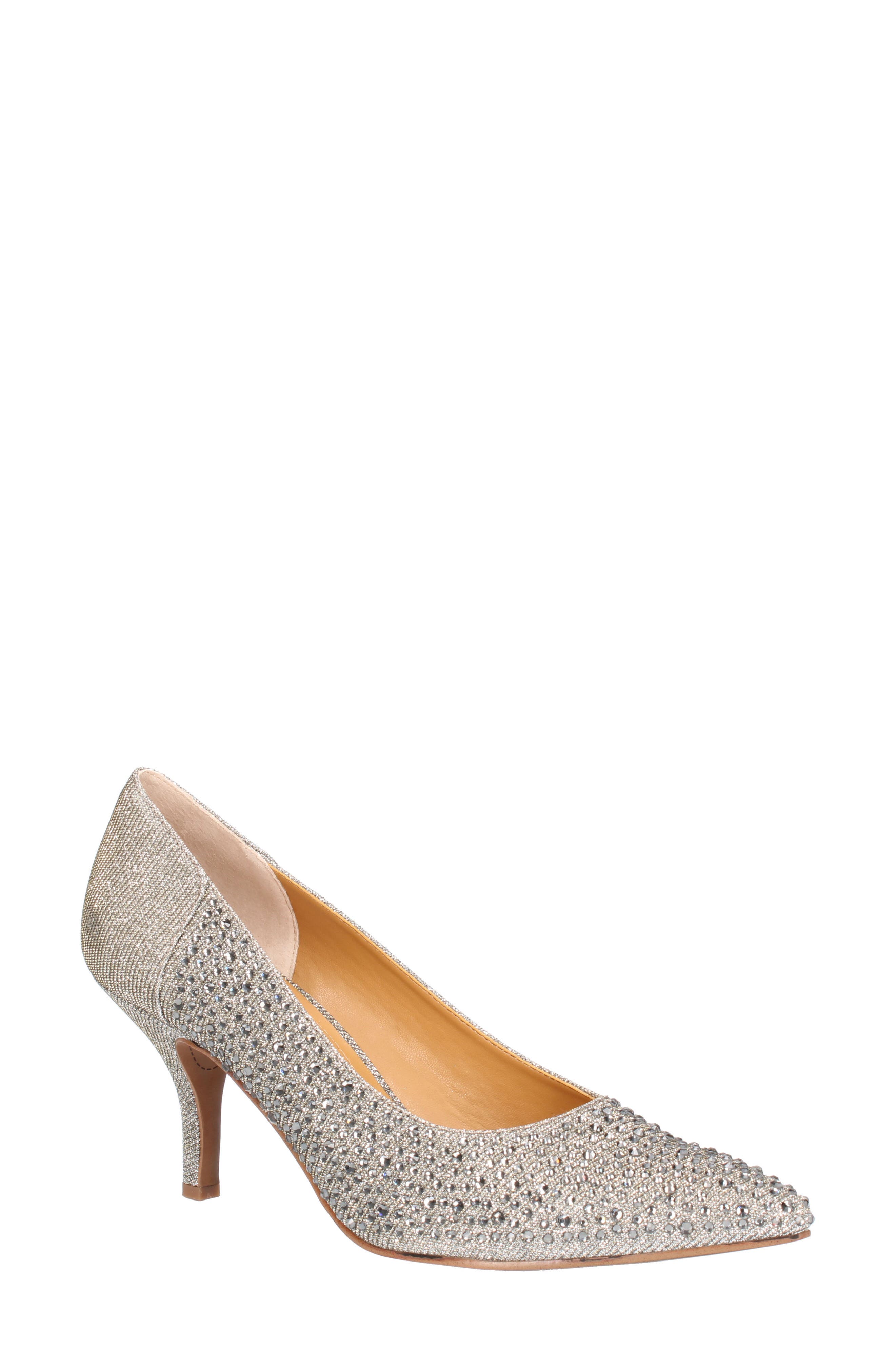 J. Reneé Rishna Crystal Embellished Pointed Toe Pump, Main, color, Pewter