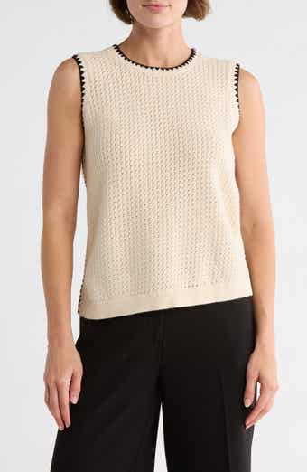 Adrianna Papell Whipstitch Sleeveless Sweater