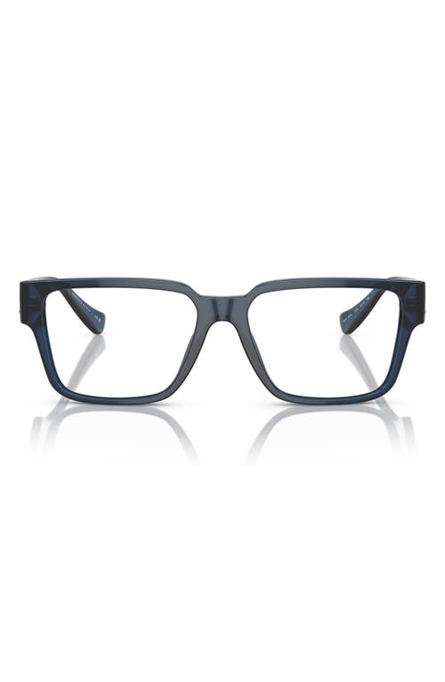 Versace 55mm Rectangular Optical Glasses In Blue Transparent