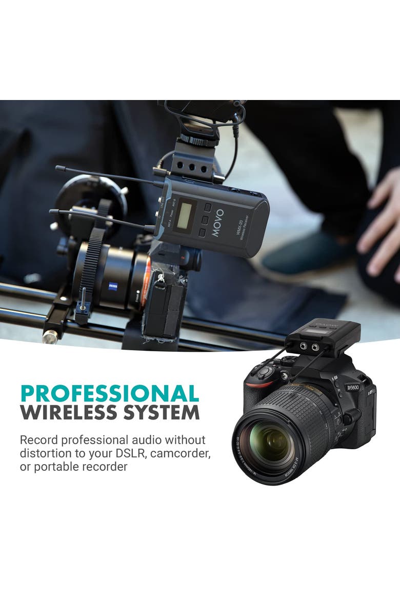 WMX-20-DUO 48-Channel UHF Wireless Lavalier Microphone System Compatible with DSLR Cameras, Alternate, color, Black