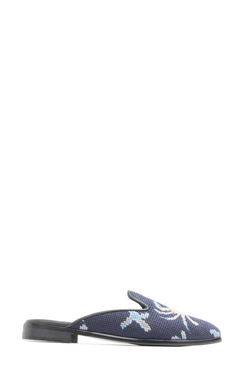 Bypaige Needlepoint Crab Mule In Navy