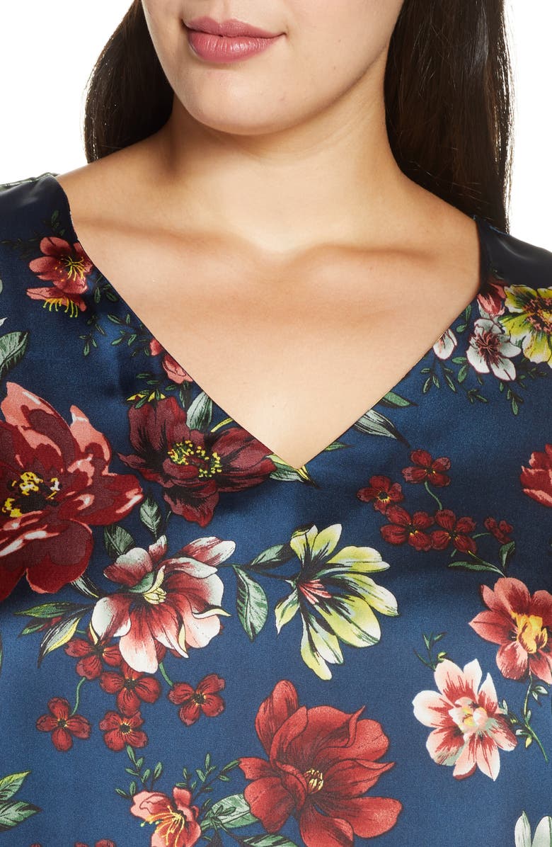 DR2 by Daniel Rainn Daniel Rainn Floral Satin Blouse, Alternate, color, 