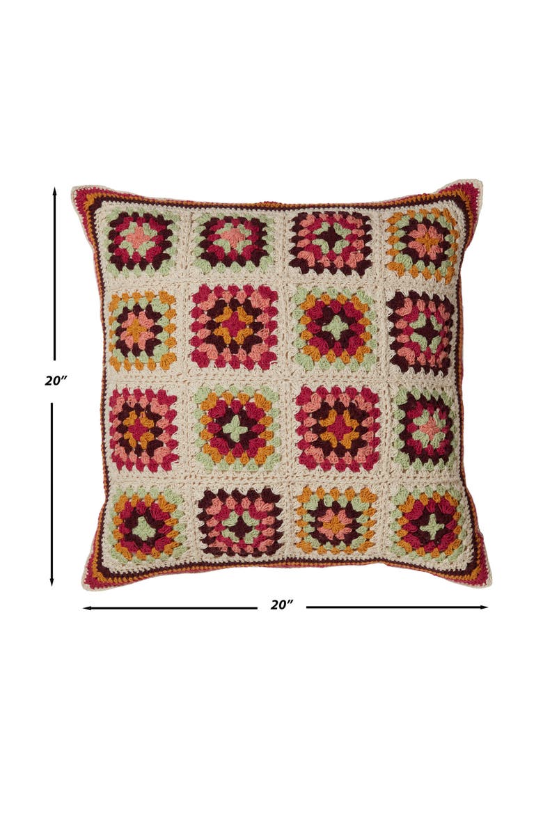 Cozy Corner Crochet Throw Pillow, Alternate, color, BEIGE MULTI