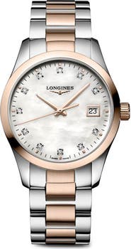 Longines Conquest Classic Diamond Index Bracelet Watch, 34mm