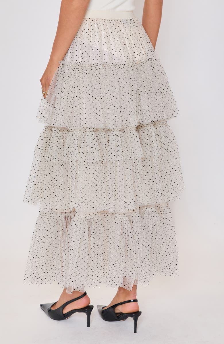 VICI Collection Jessica Dot Print Tiered Mesh Maxi Skirt, Alternate, color, Cream/ Black