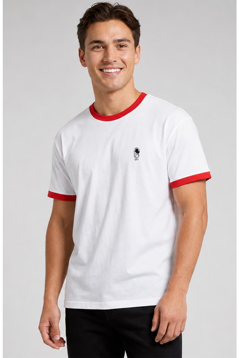 Mens Astronaut Jersey Ringer Tee, Main, color, White Red