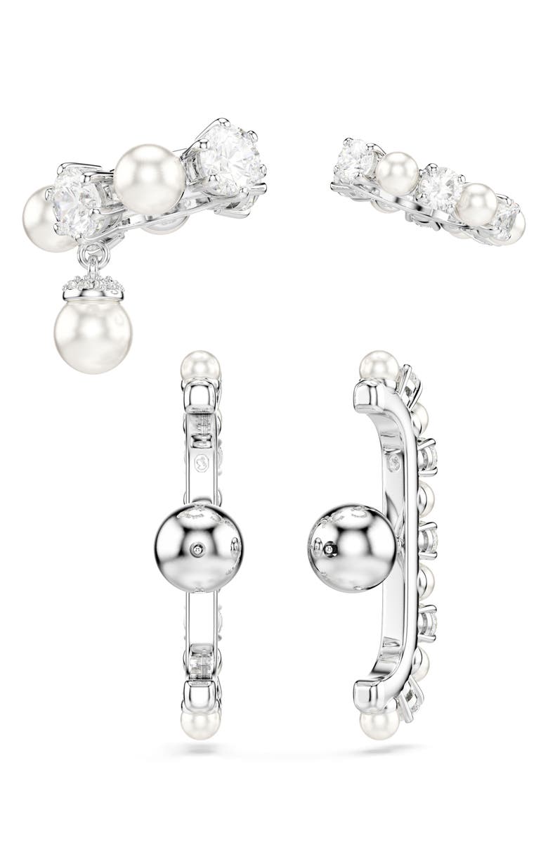 Swarovski Matrix Earrings & Ear Cuffs Set, Alternate, color, White/ Silver