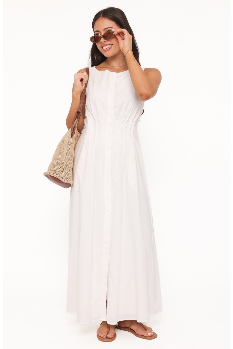 Prunella Pintuck Sleeveless Maxi Dress, Alternate, color, WHITE