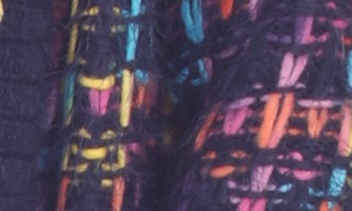 Rain And Rose Multicolor Chenille Longline Cardigan In Blue