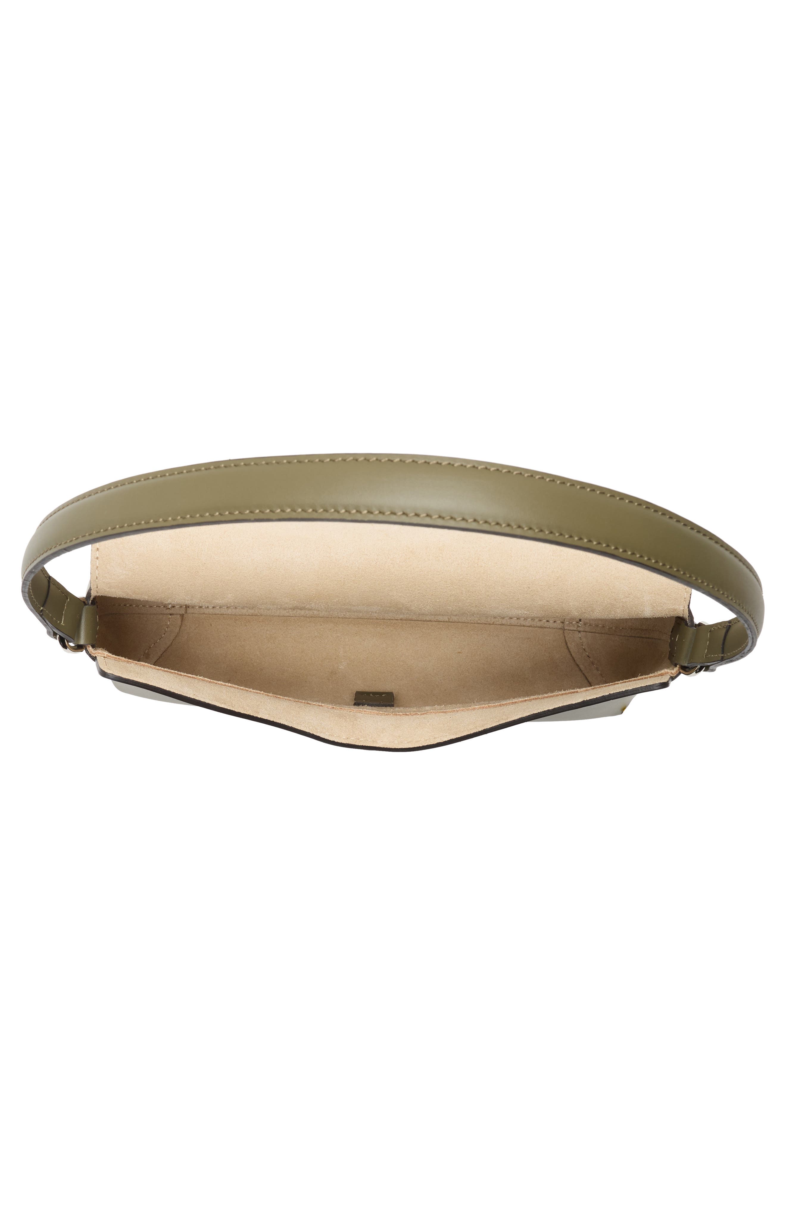 Longchamp Le Roseau Leather Shoulder Bag, Alternate, color, Khaki