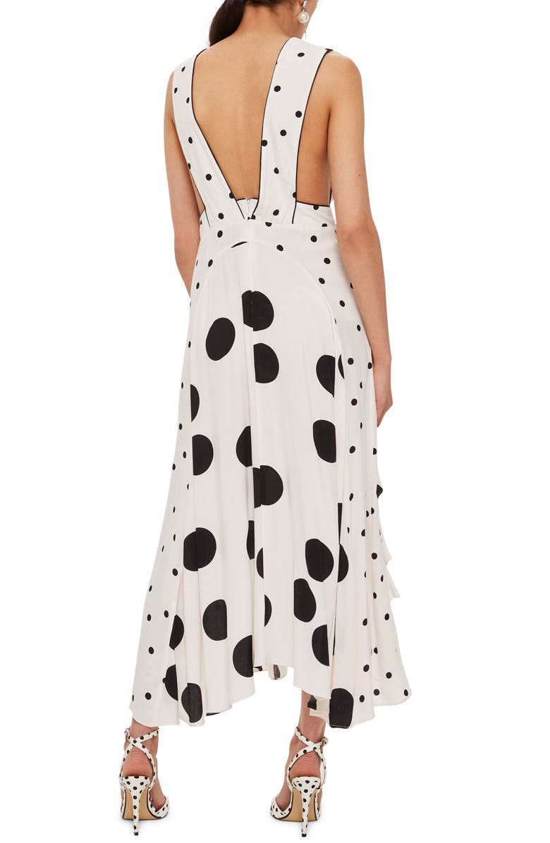 Topshop Mix Spotted Pinafore Midi Dress, Alternate, color, 