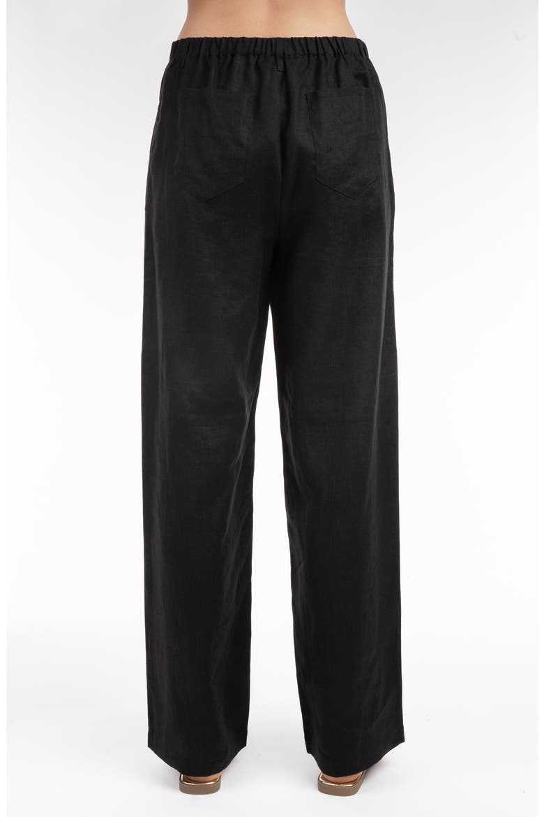 Linen Drawcord Pant, Alternate, color, Black