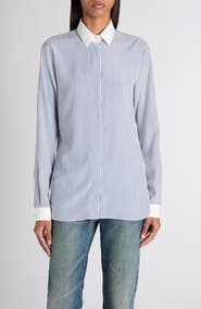 TOM FORD Stripe Silk Button-Up Shirt