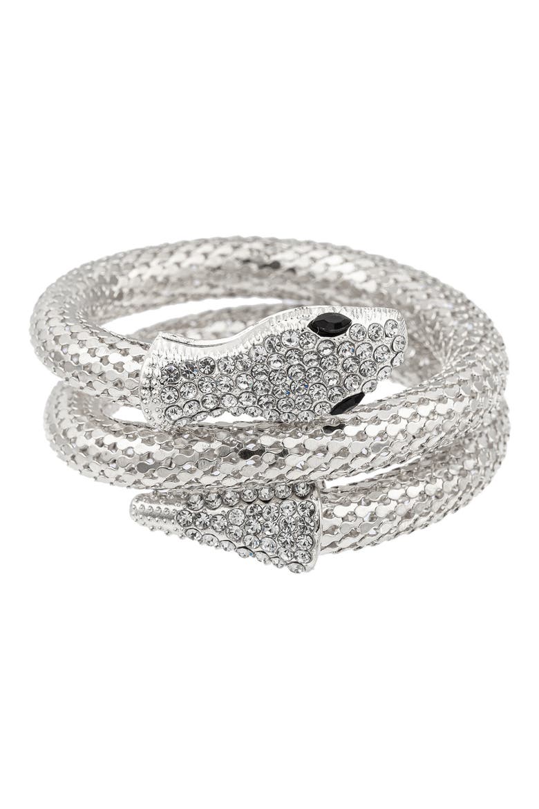 Crystal Snake Wrap Bracelet, Main, color, SILVER