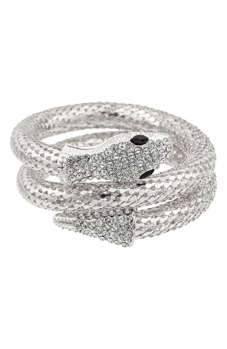 EYE CANDY LOS ANGELES Crystal Snake Wrap Bracelet, Main, color, Silver