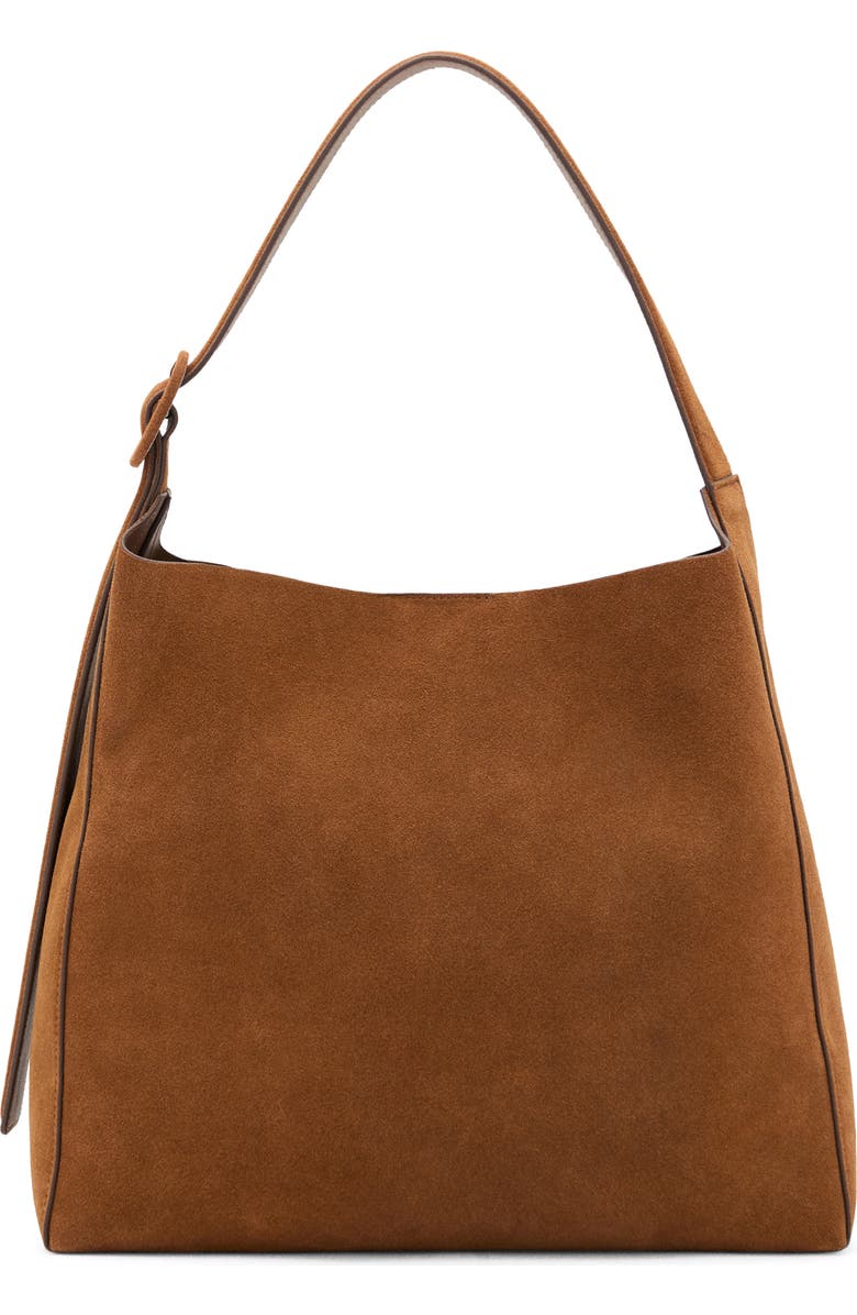 MANGO Large Suede Shopper Bag, Main, color, Leather