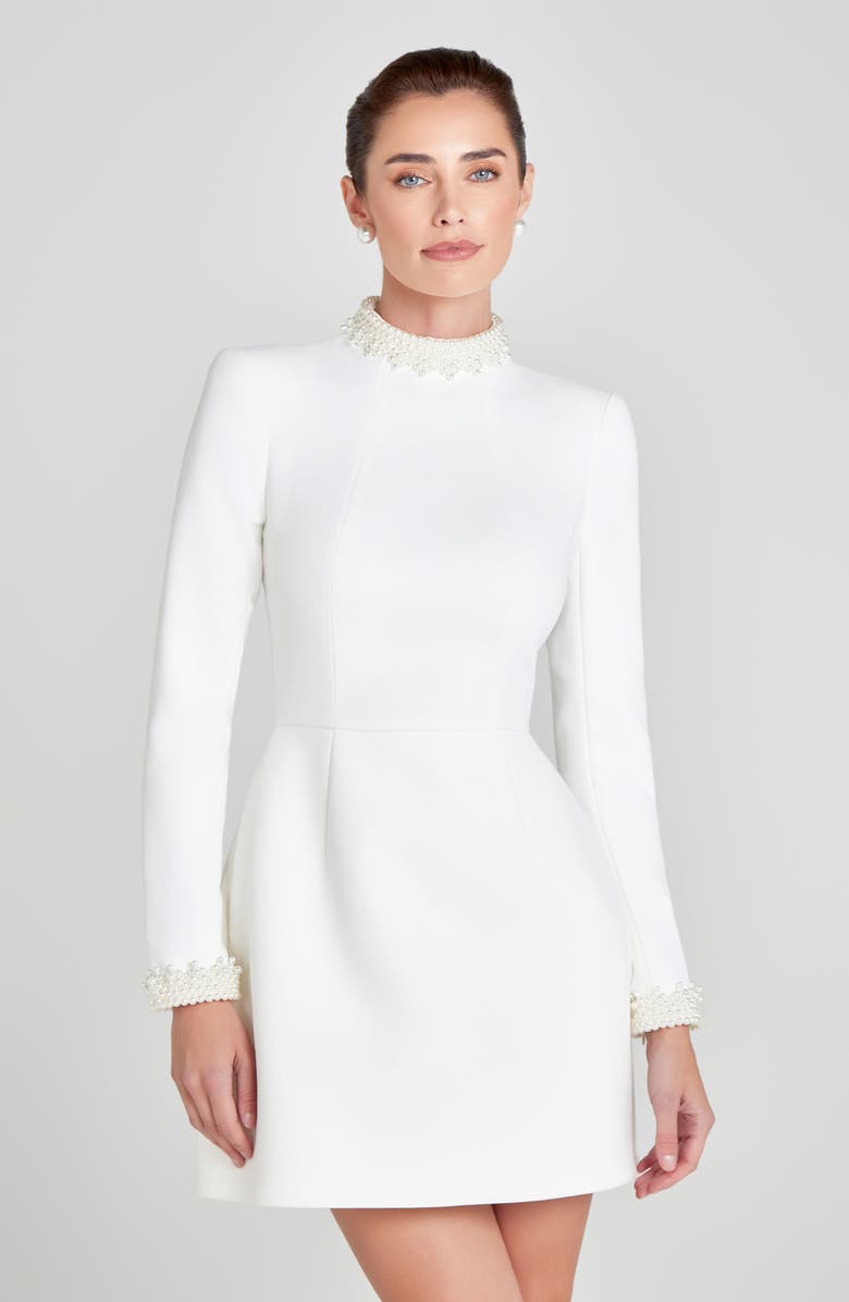 NADINE MERABI Audrina Beaded Long Sleeve Minidress, Alternate, color,