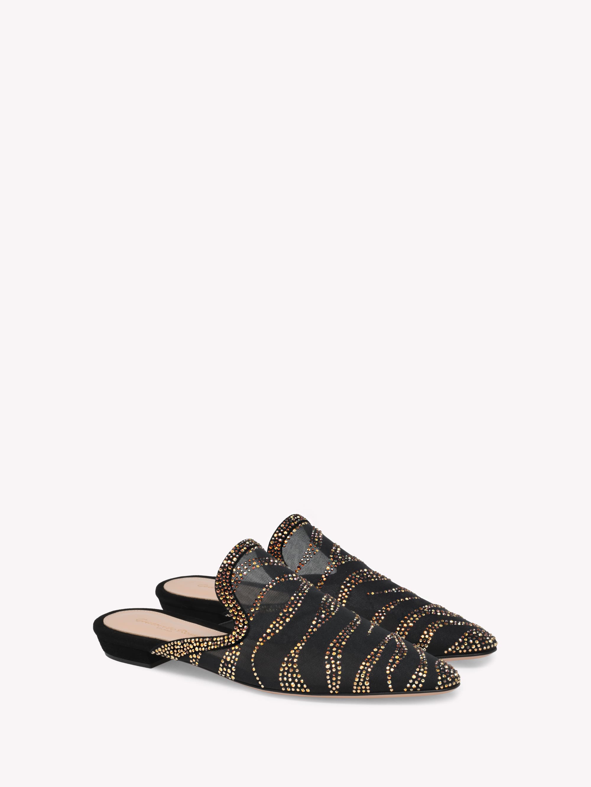 Gianvito Rossi Raja Crystal Slide, Alternate, color, Black Fabric