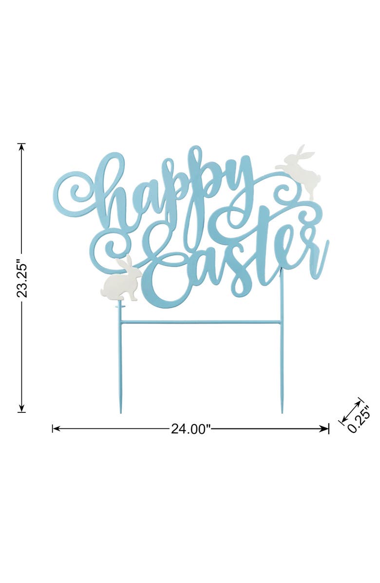 Glitzhome 24"L Metal Blue Happy Easter Yard Stake, Alternate, color, Blue