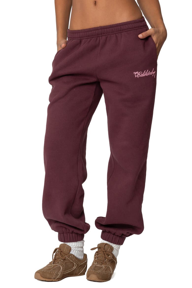 Sasha Bow Detail Sweatpants, Main, color, BURGUNDY