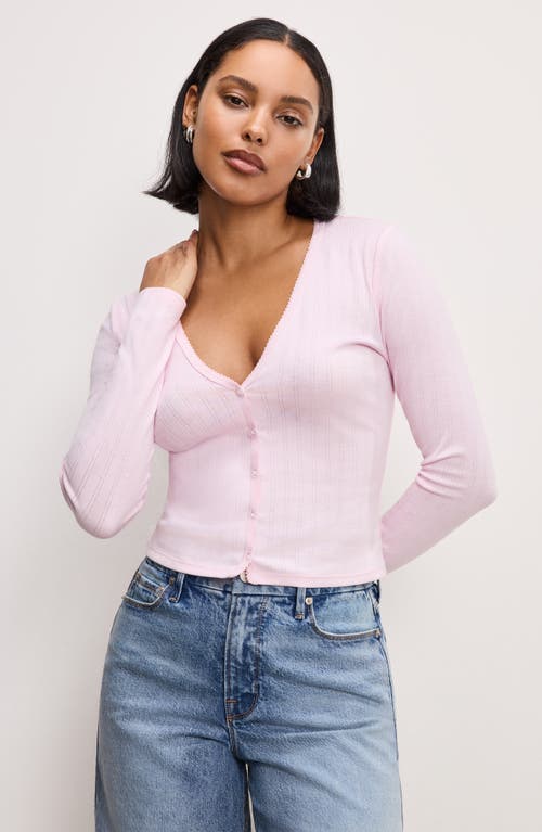 GOOD AMERICAN GOOD AMERICAN POINTELLE CROP CARDIGAN