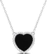 DELMAR Semiprecious Stone Heart Pendant Necklace