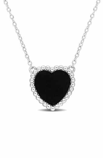 Semiprecious Stone Heart Pendant Necklace