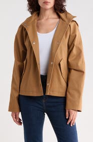 Bernardo Hooded Short Raincoat