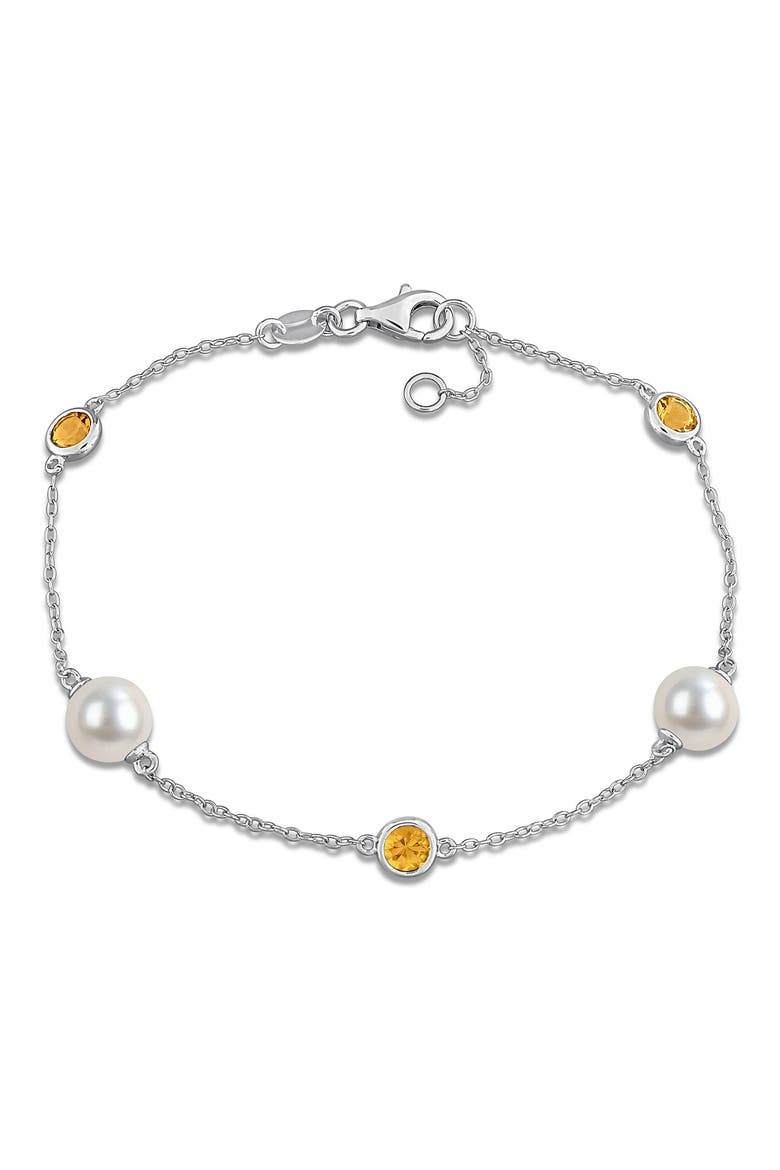 Cultured Freshwater Pearl & Citrine Bracelet, Main, color, YELLOW