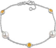DELMAR Cultured Freshwater Pearl & Citrine Bracelet