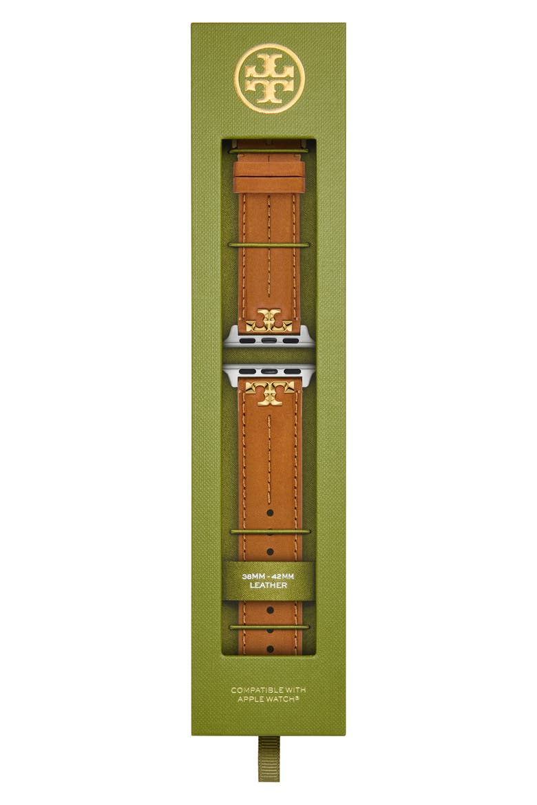 The Kira Leather 20mm Apple Watch® Watchband, Alternate, color, BROWN