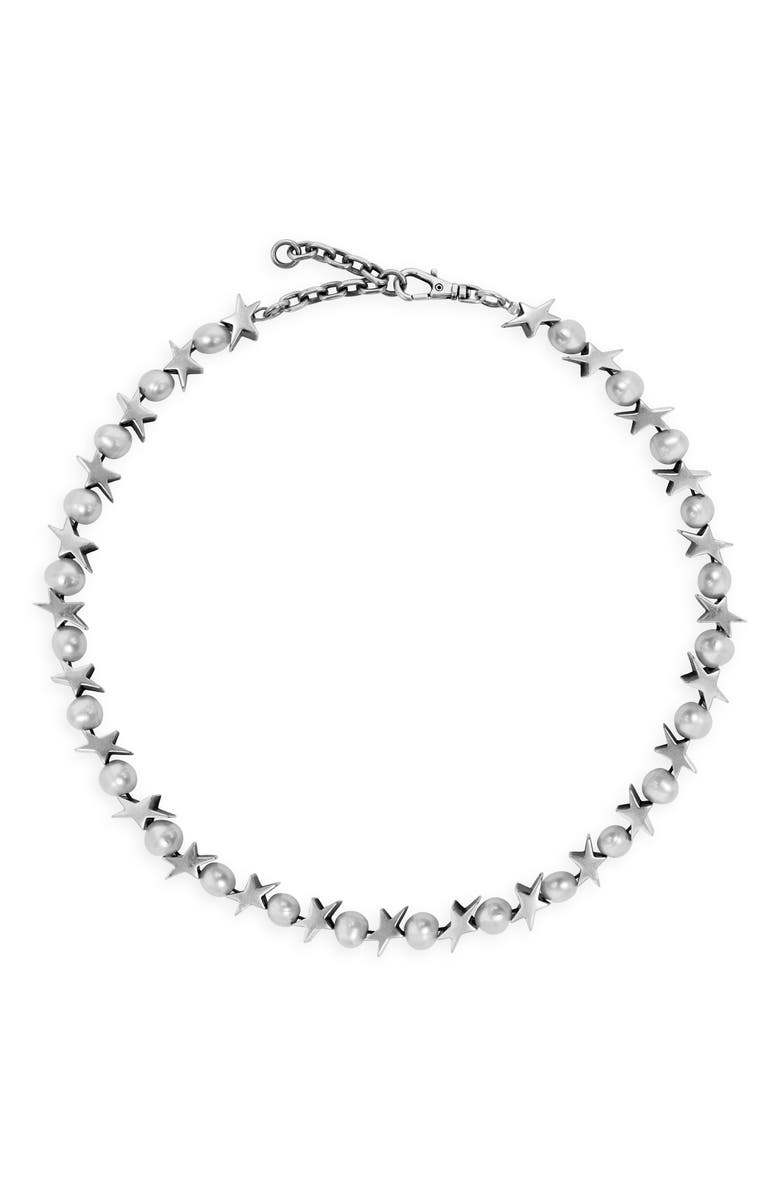 TWOJEYS Men's Freshwater Pearls Between Icons Necklace, Main, color, Silver