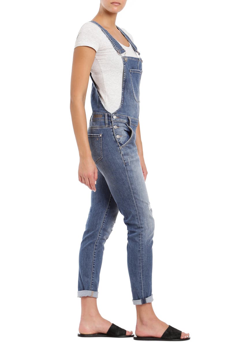 Mavi Jeans Edera Distressed Overalls, Alternate, color, Indigo Vintage Str