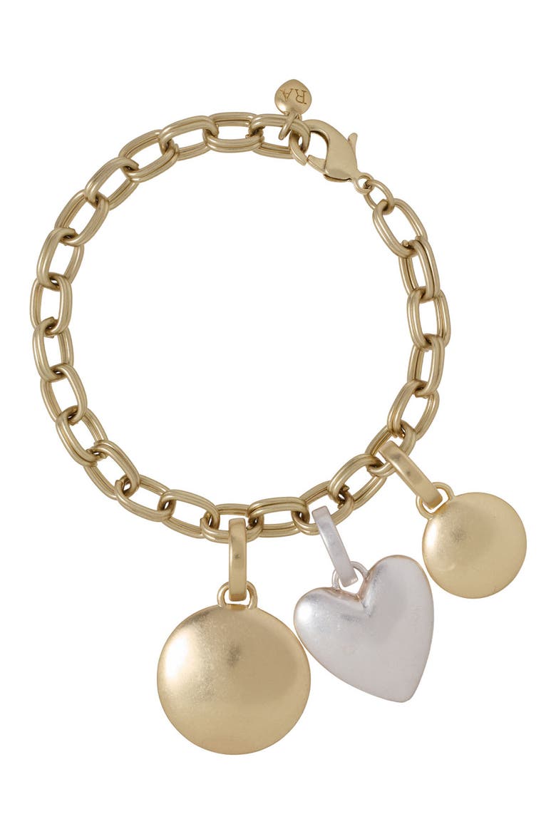 The Token Charm Bracelet, Main, color, RUSSIAN GOLD/ ANTIQUE SILVER