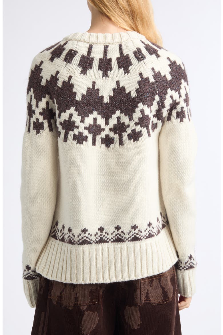 Warrior Fair Isle Wool Blend V-Neck Sweater, Alternate, color, CREME/ BROWN