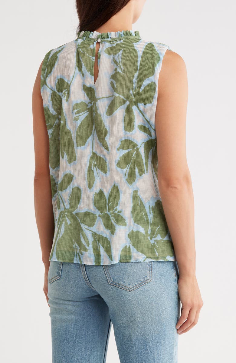 Calvin Klein Pleat Mock Neck Sleeveless Top, Alternate, color, Khaki Multi