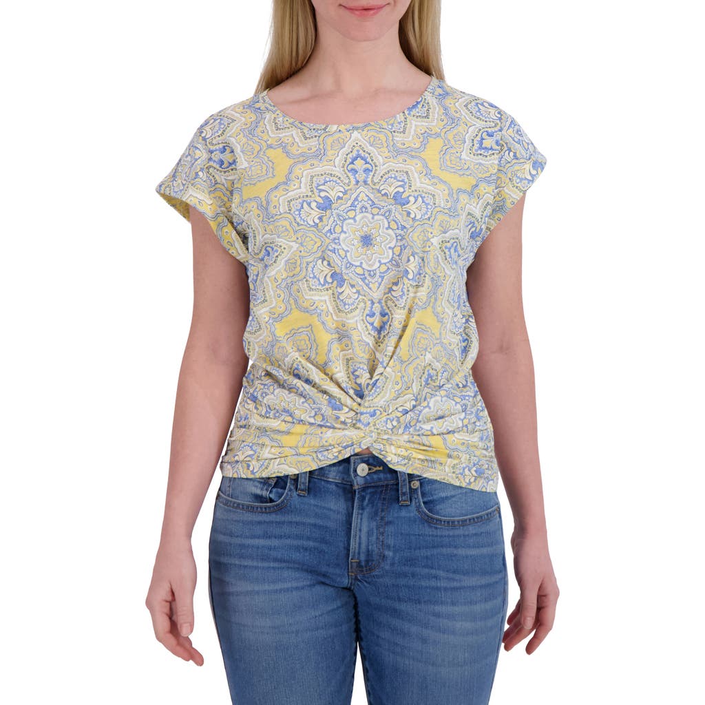 LUCKY BRAND LUCKY BRAND MEDALLION PRINT COTTON & MODAL CREWNECK T-SHIRT