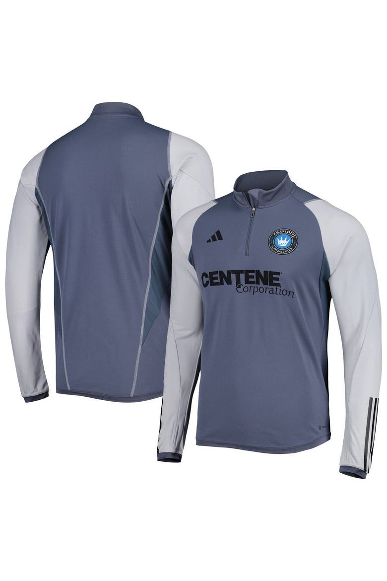 Men's adidas Gray Charlotte FC 2023 On-Field AEROREADY Quarter-Zip Training Top, Main, color, Gray